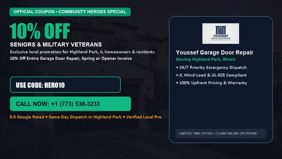 Youssef Garage Door Repair 10% OFF Seniors & Military Veterans in Highland Park, IL